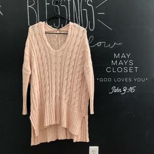 Free People Easy Cable Knit Oversize Sweater XS